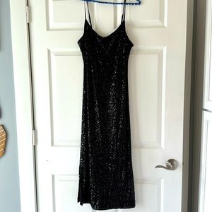 Bb Dakota Steve Madden black midi cocktail prom dress sequins S